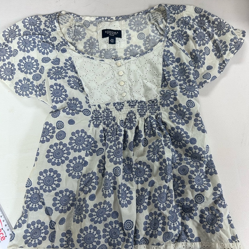 Sonoma White and Blue Patterned Top